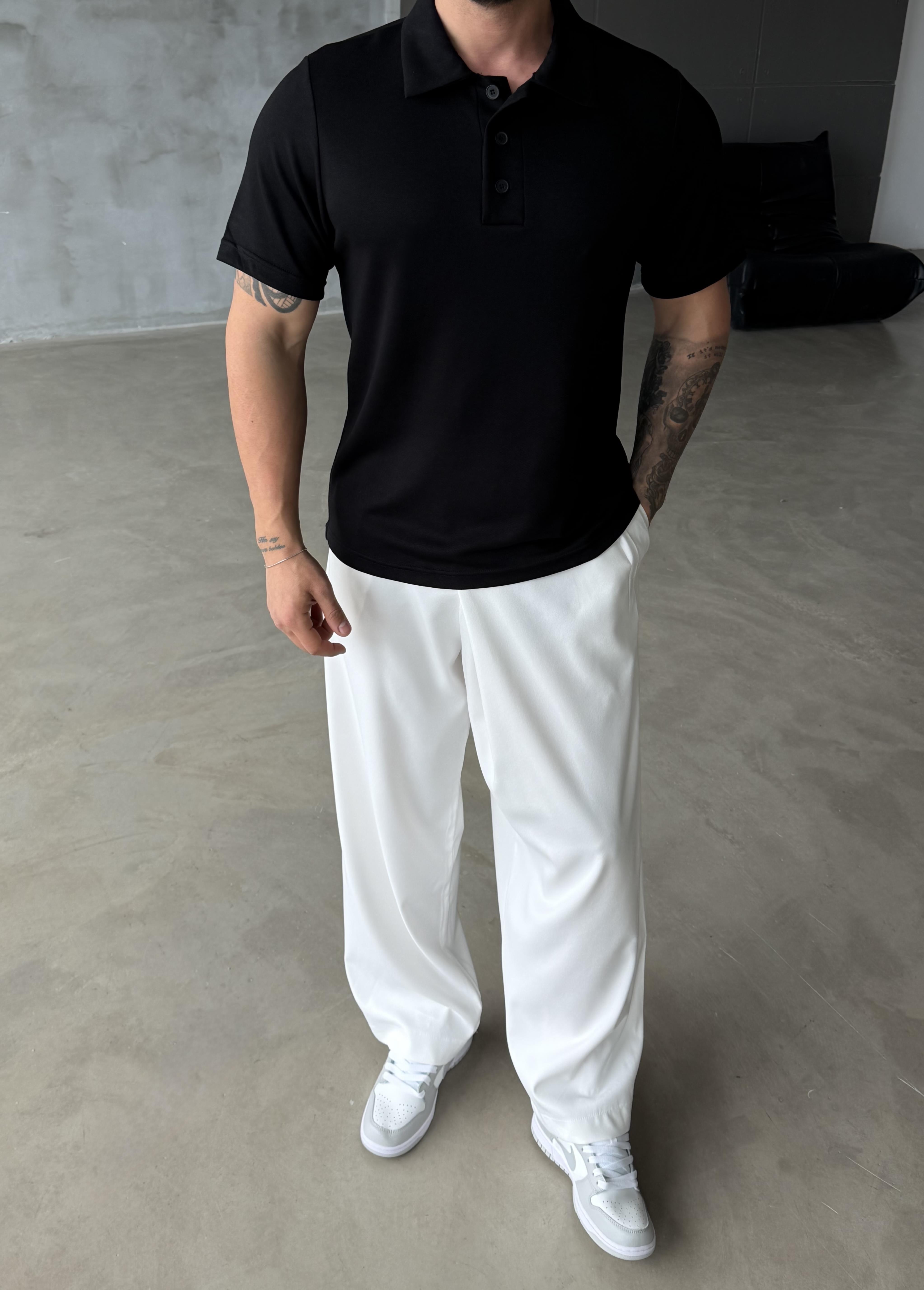 T-SHİRTSiyah Premium Pike Polo Yaka Antioch 9446