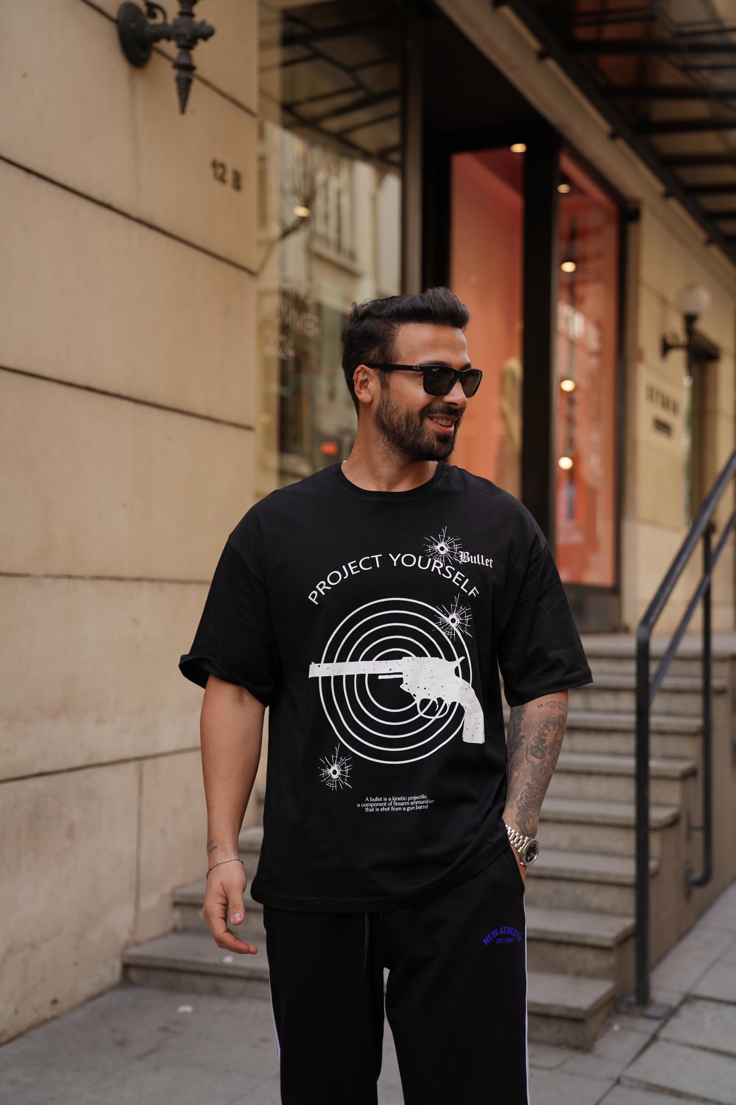 T-SHİRTSiyah Project Yourself Oversize T-Shirt VMS 303289