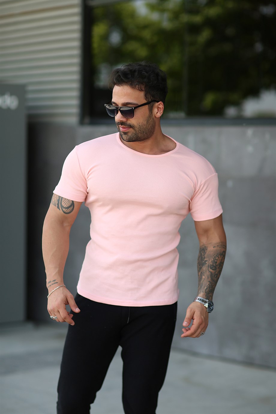 T-SHİRTToz Pembe İthal Kumaş Basic T-SHİRT