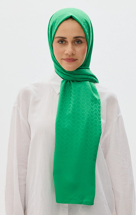 Bloom Desen Jakar Şal Benetton Yeşili