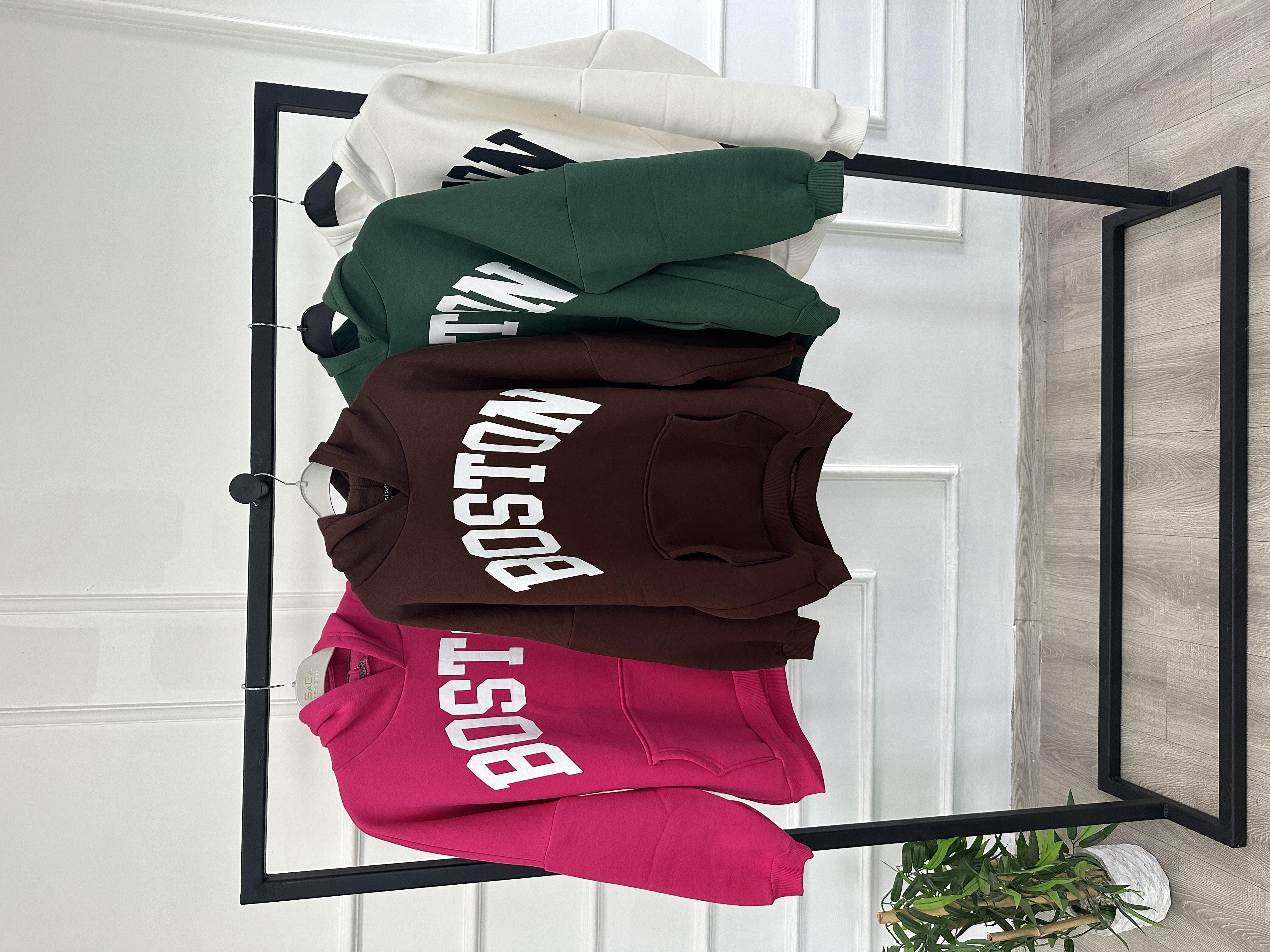 BOSTON Sweatshirt Kapşonlu ACI KAHVE