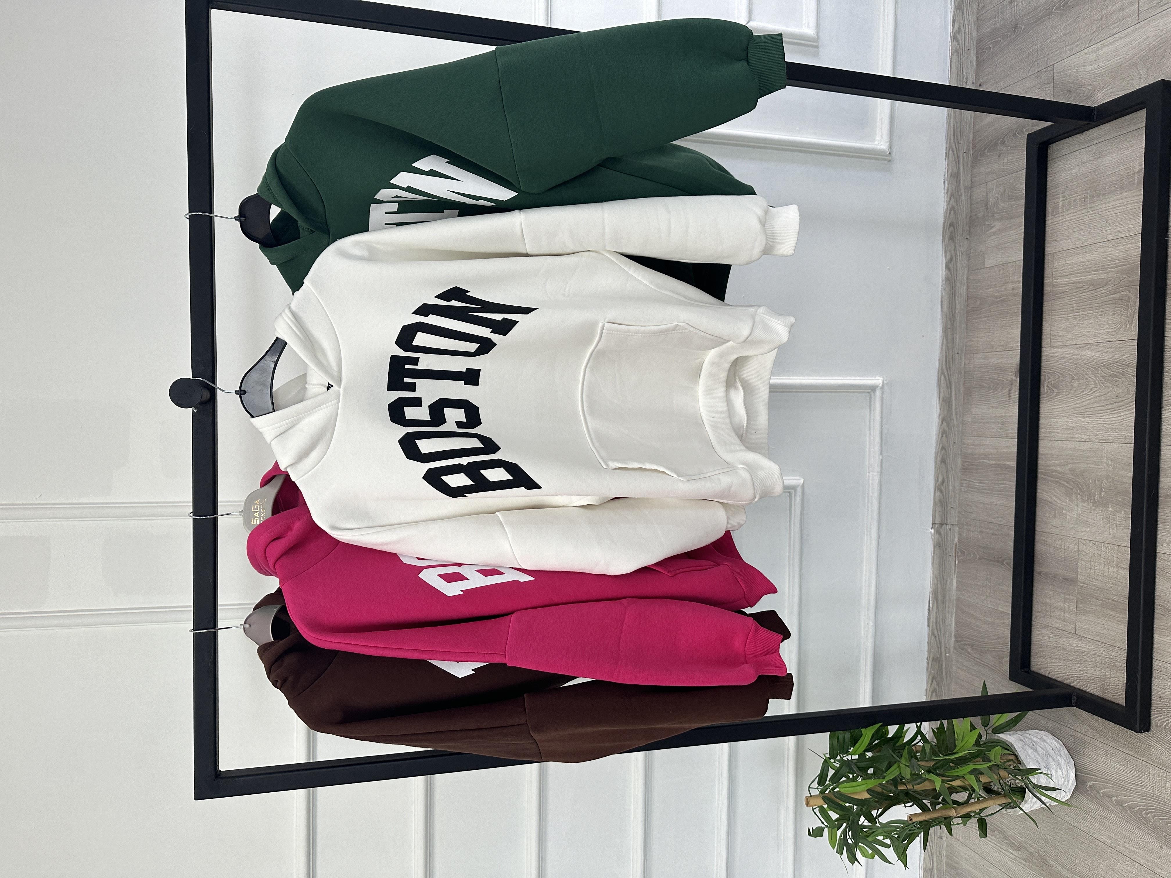 BOSTON Sweatshirt Kapşonlu BEYAZ
