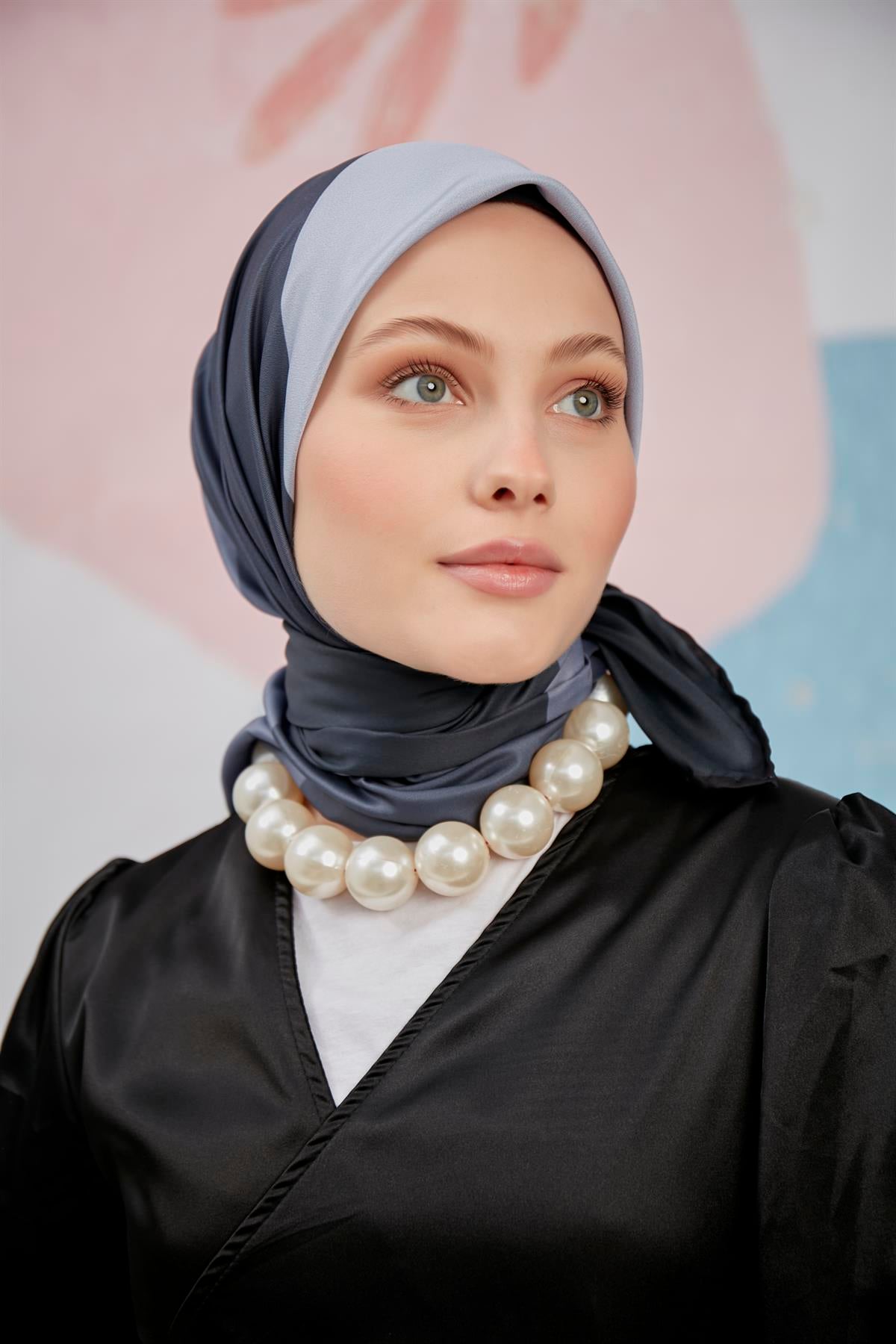 Twill Eşarp 4 Renkli Desen Füme