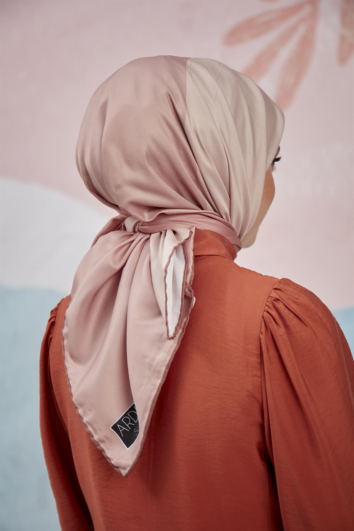 Twill Eşarp 4 Renkli Desen Gül Kurusu