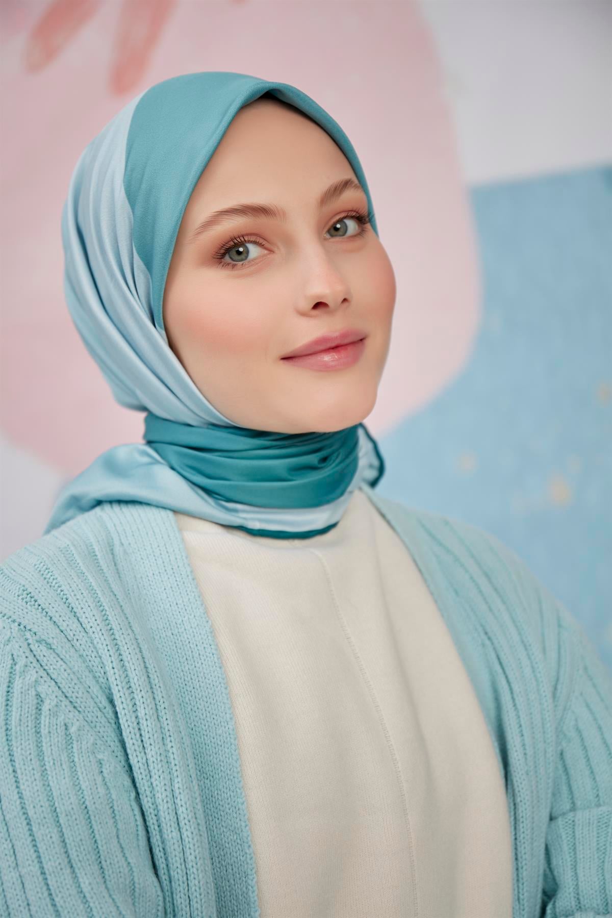 Twill Eşarp 4 Renkli Desen Mint Yeşili