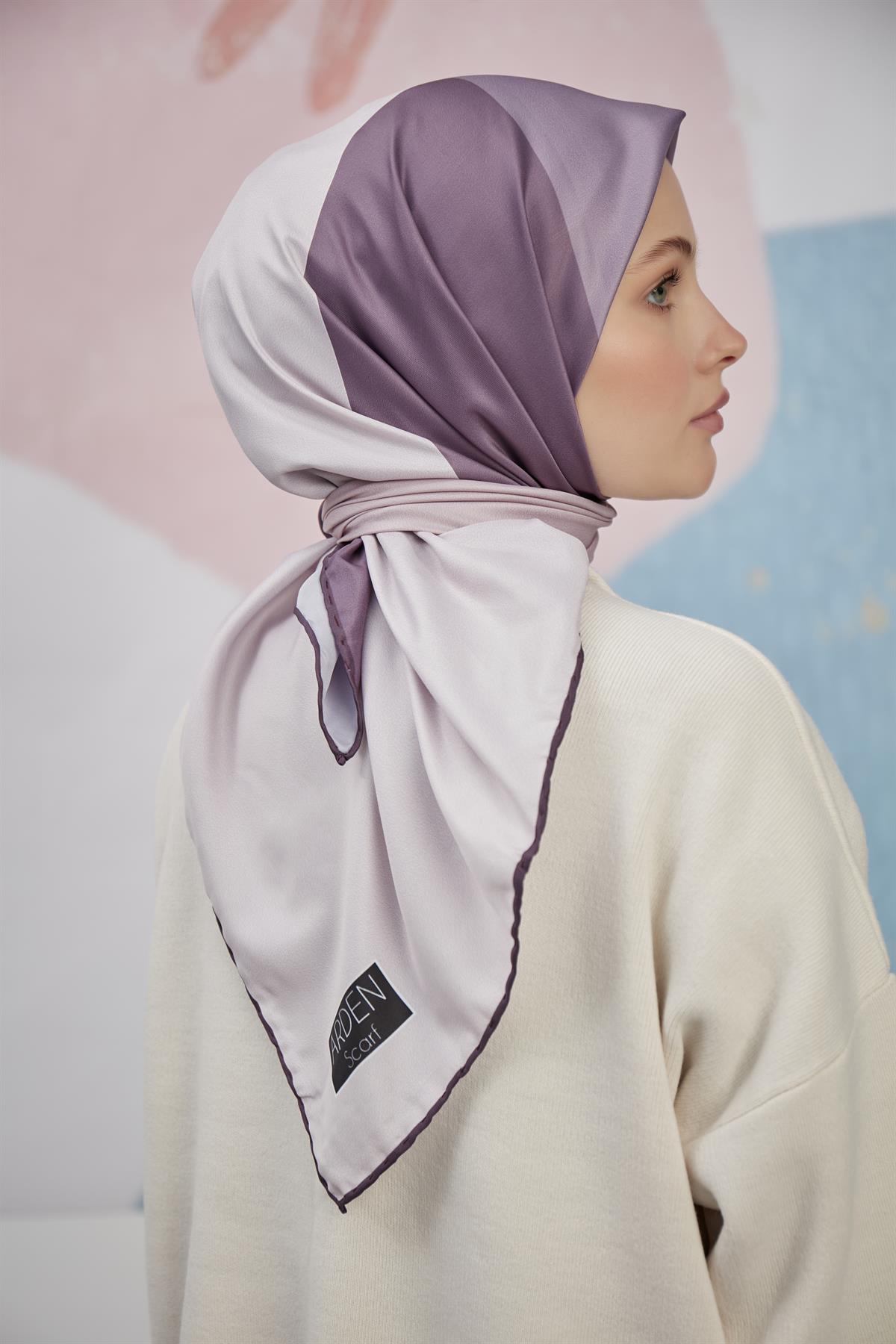 Twill Eşarp 4 Renkli Desen Mor
