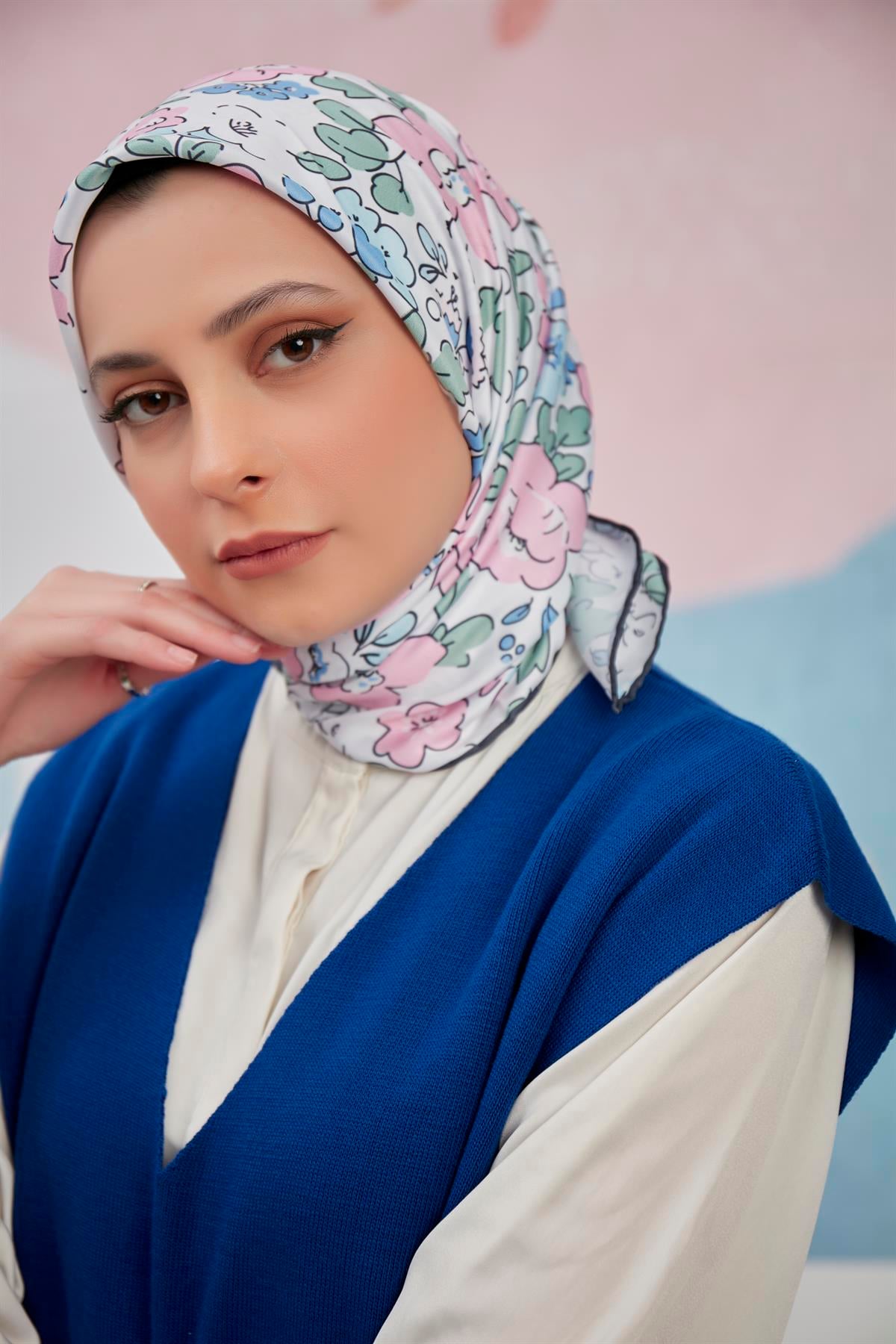 Twill Eşarp Doisy Desen Pembe