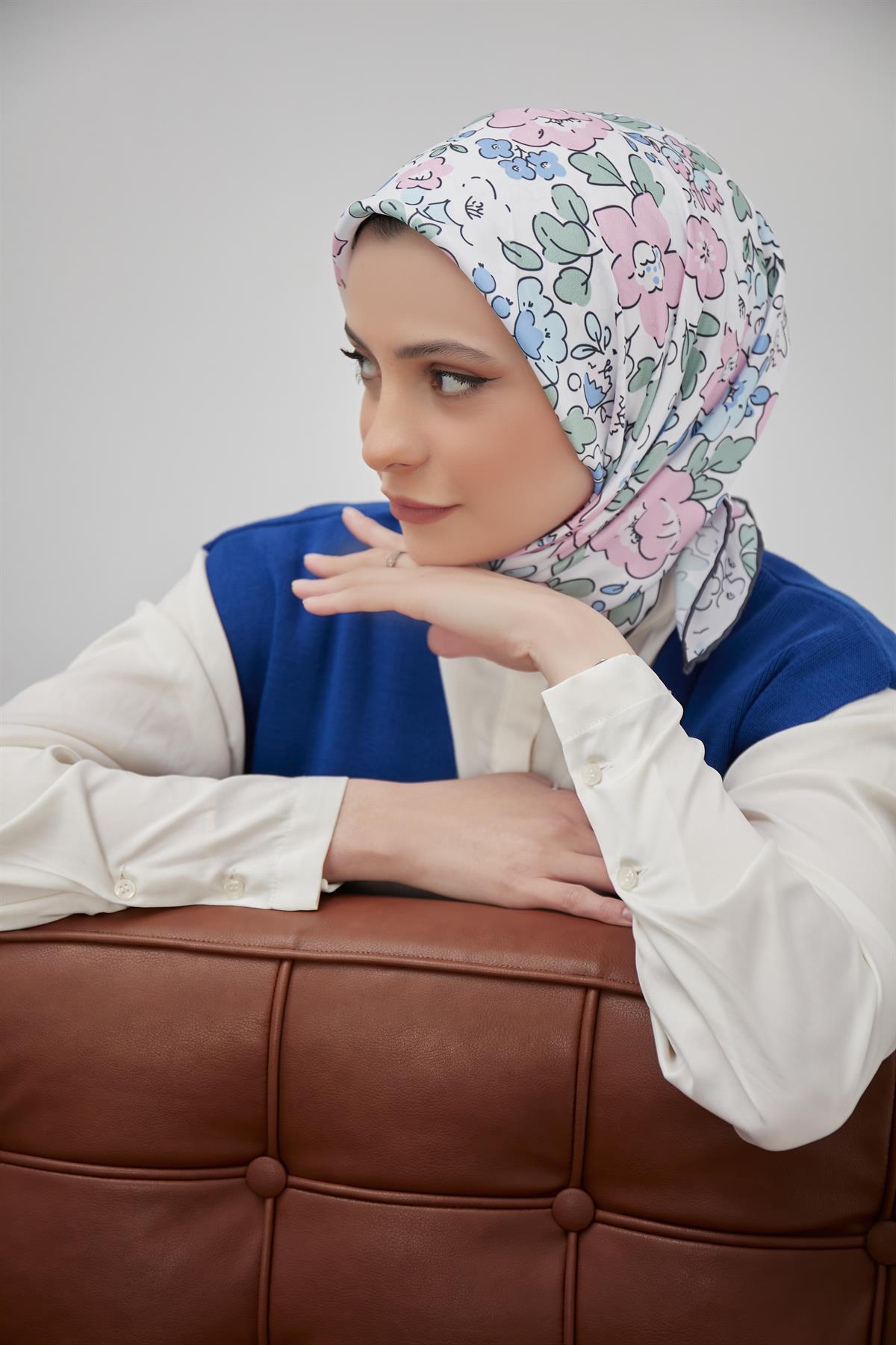 Twill Eşarp Doisy Desen Pembe
