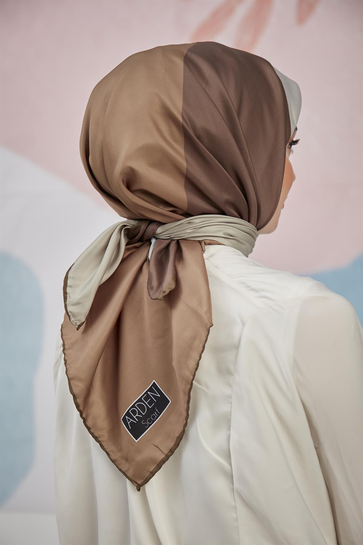 Twill Eşarp 4 Renkli Desen Yağ Yeşili