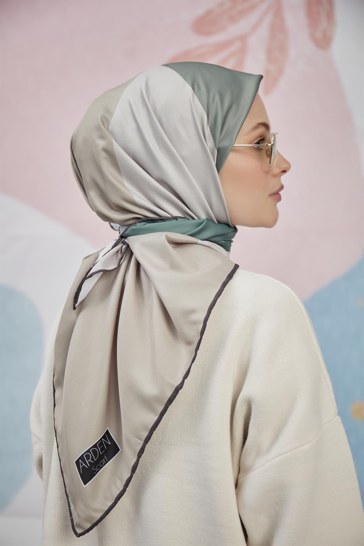 Twill Eşarp 4 Renkli Desen Zümrüt