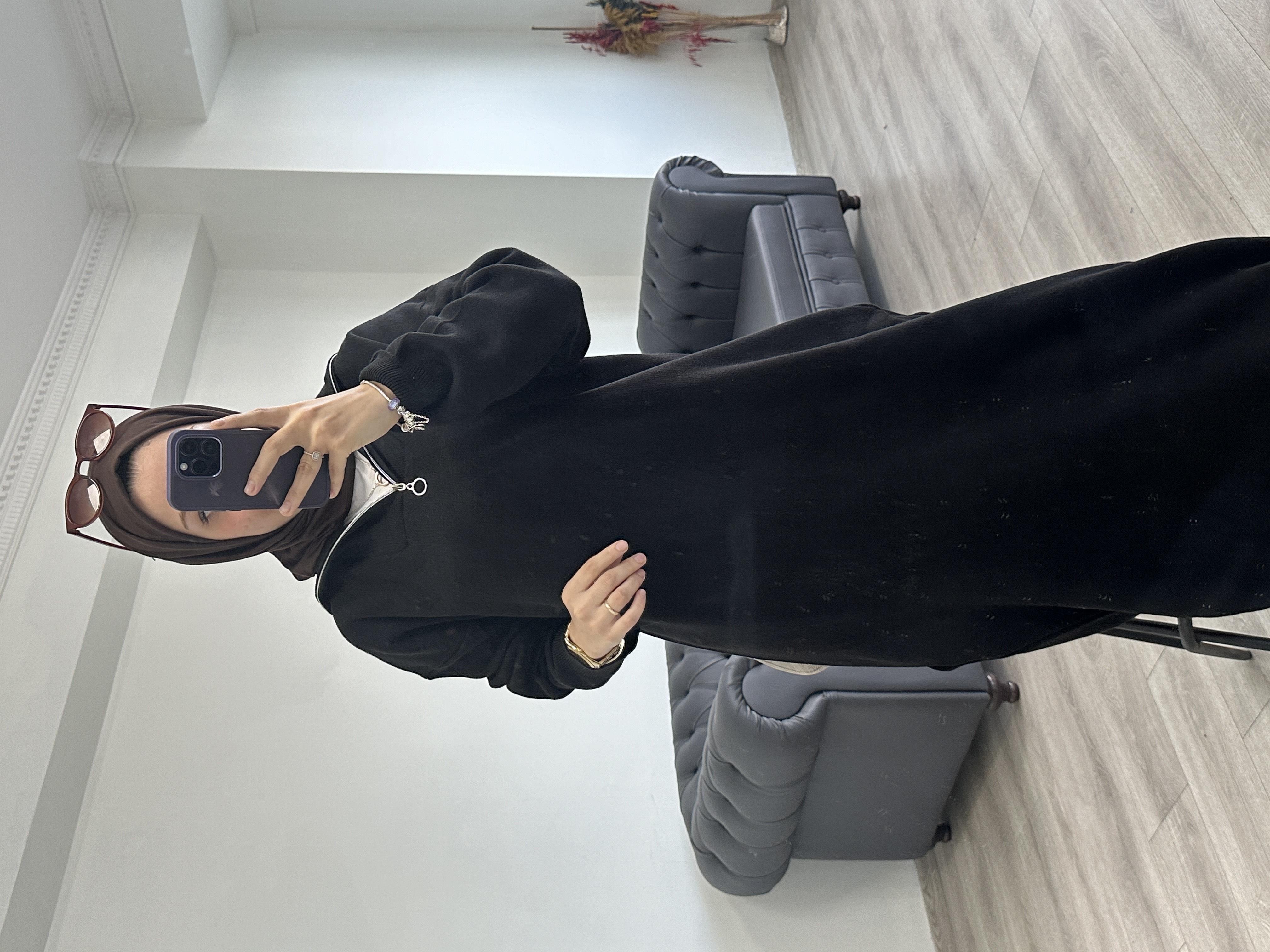 Fermuarlı Triko Elbise Siyah