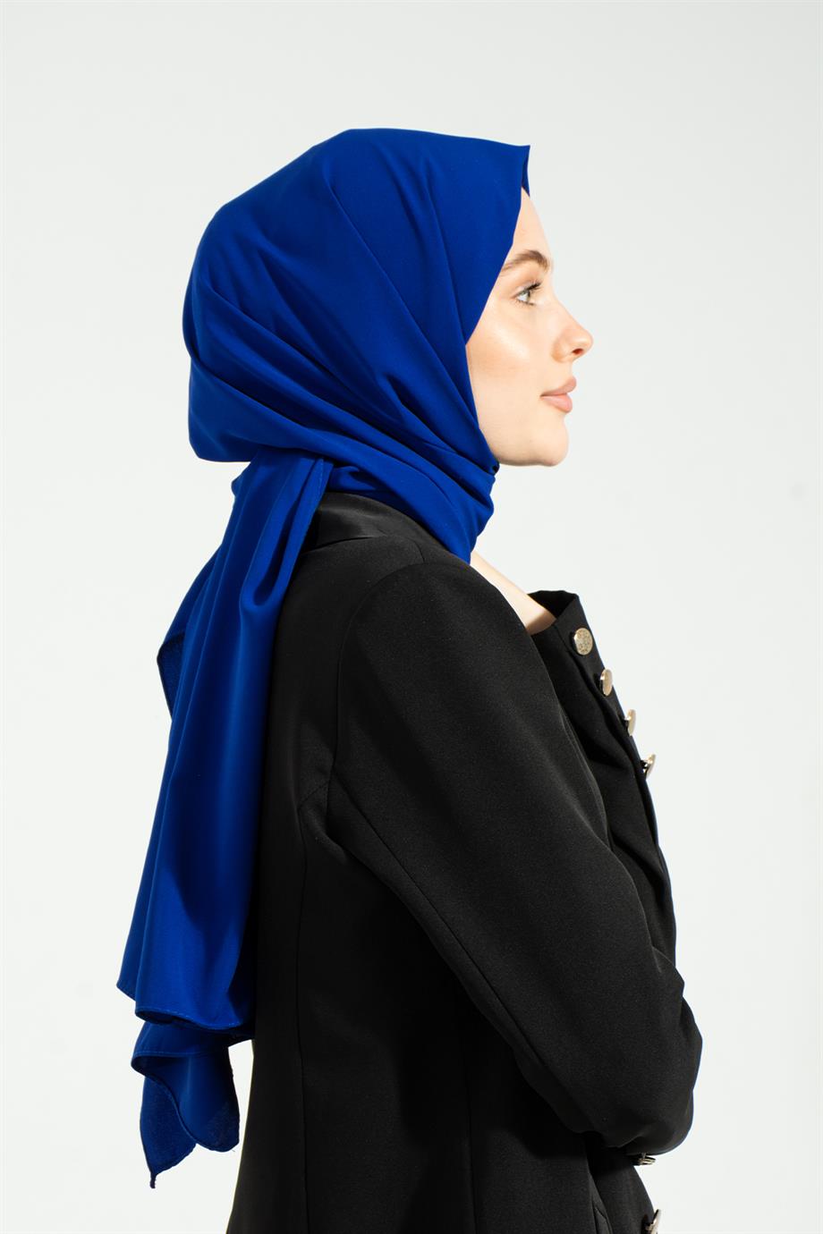 Medine İpeği Şal Saks Mavisi