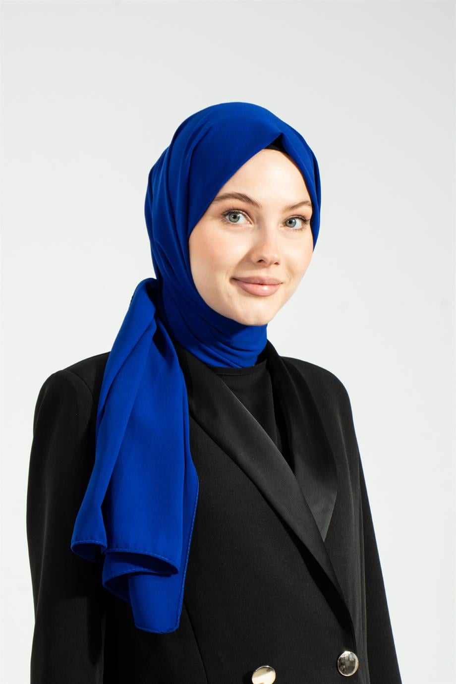 Medine İpeği Şal Saks Mavisi