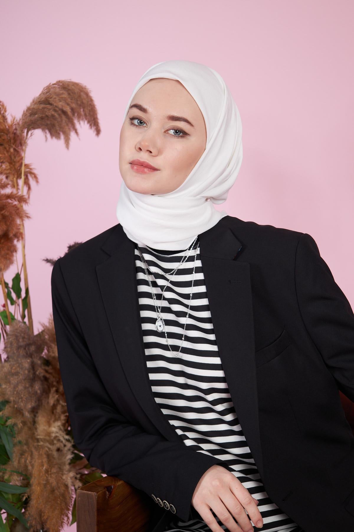 Pamuk Cazz Eşarp Beyaz