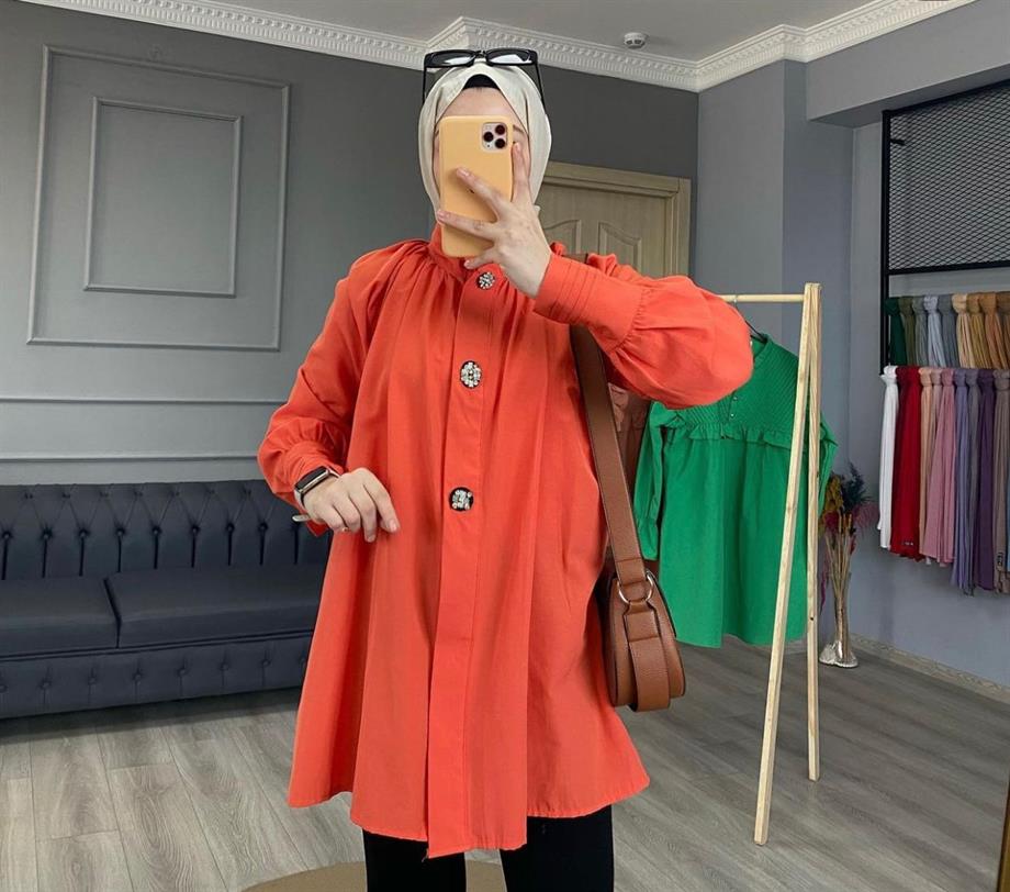 Taşlı Gömlek Turuncu