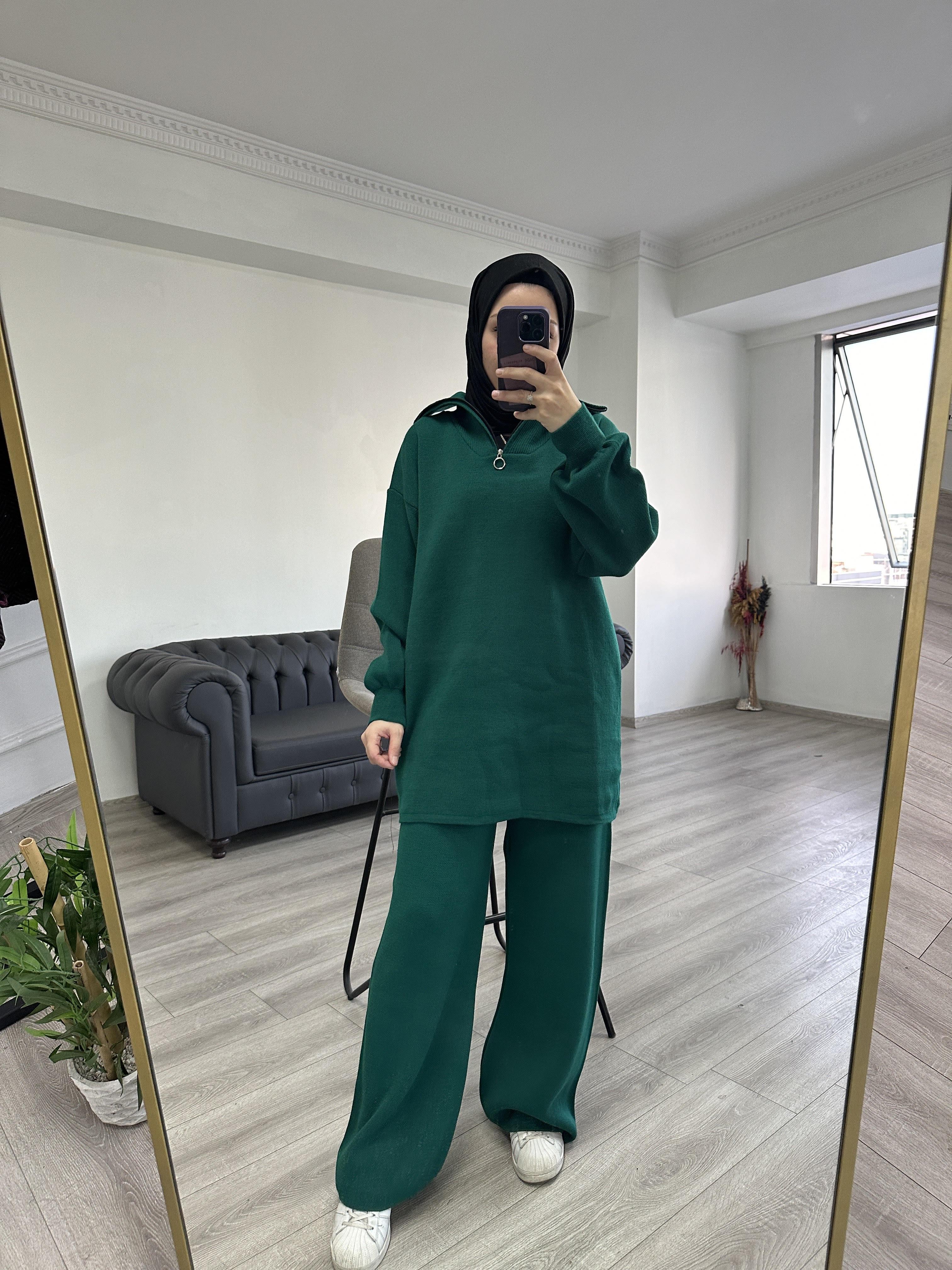 Triko Tunik Takım  Zümrüt Yeşili