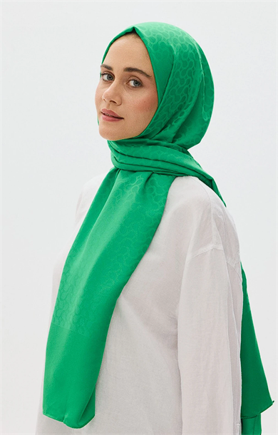 Bloom Desen Jakar Şal Benetton Yeşili