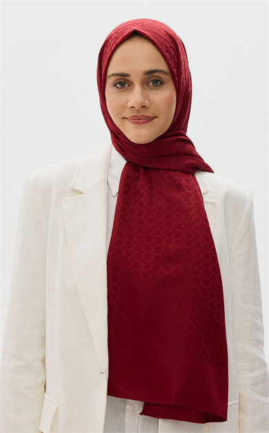 Bloom Desen Jakar Şal Bordo