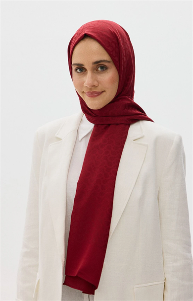 Bloom Desen Jakar Şal Bordo