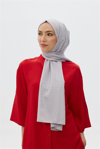 Bloom Desen Jakar Şal Gri