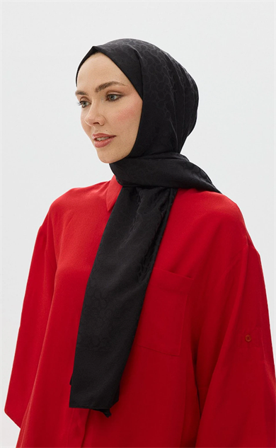 Bloom Desen Jakar Şal Siyah