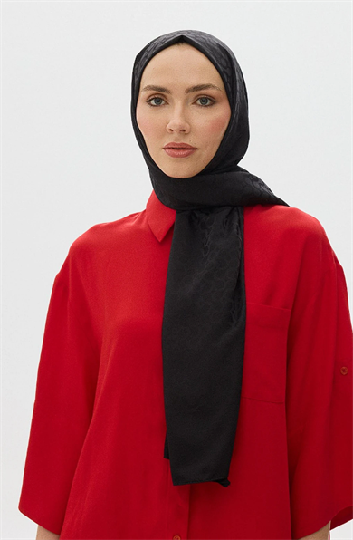 Bloom Desen Jakar Şal Siyah