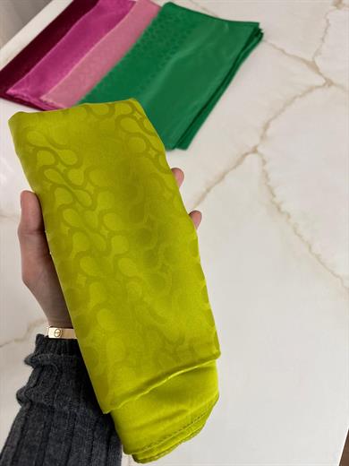 Bloom Desen Jakar Şal Yağ Yeşili