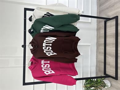 BOSTON Sweatshirt Kapşonlu ACI KAHVE