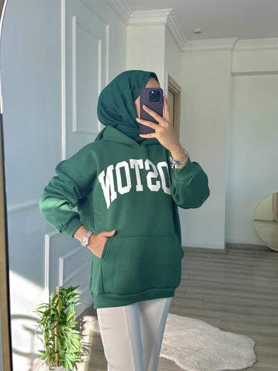 BOSTON Sweatshirt Kapşonlu ÇİMEN YEŞİL