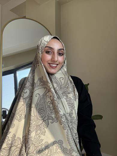 Çift Taraflı Etnik Desen Jakar Bej