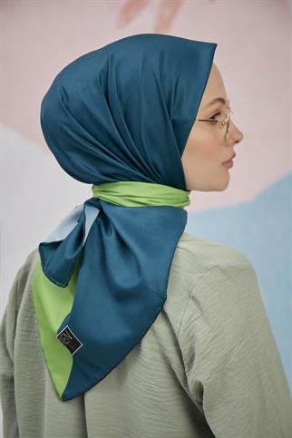 Twill Eşarp 2 Renkli Desen Benetton-Yeşil