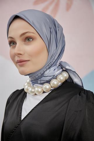Twill Eşarp Canvas Desen Gri