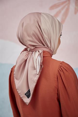 Twill Eşarp 4 Renkli Desen Gül Kurusu
