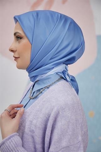 Twill Eşarp 2 Renkli Desen İndigo-Bebe Mavisi