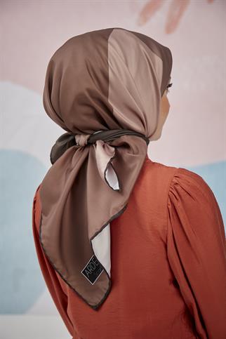 Twill Eşarp 4 Renkli Desen Kahve