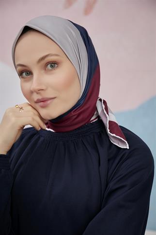 Twill Eşarp 3 Renkli Desen Lacivert