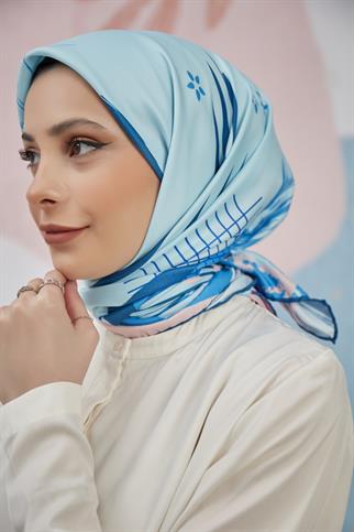 Twill Eşarp Canvas Desen Mavi