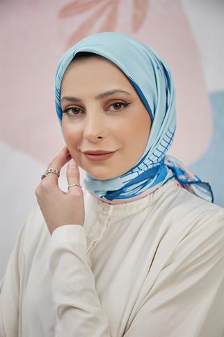 Twill Eşarp Canvas Desen Mavi