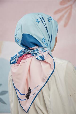 Twill Eşarp Canvas Desen Mavi