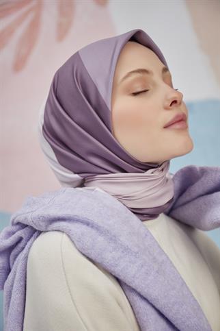 Twill Eşarp 4 Renkli Desen Mor