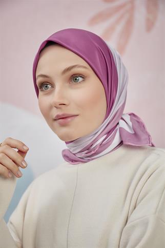 Twill Eşarp 3 Renkli Desen Pembe