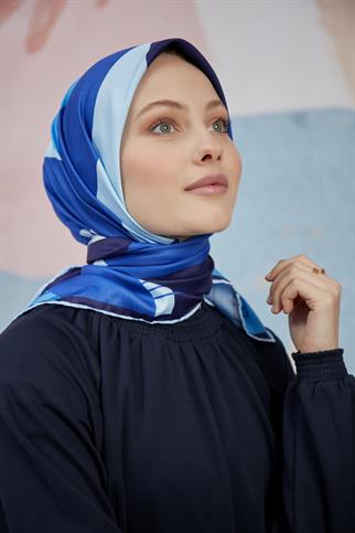 Twill Eşarp Geometrik Desen Saks