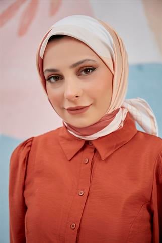 Twill Eşarp Labirent Desen Somon