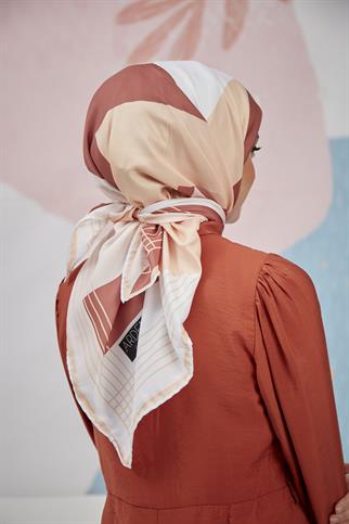 Twill Eşarp Labirent Desen Somon