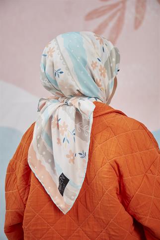 Twill Eşarp Papatya Desen Somon