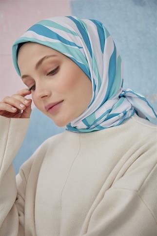 Twill Eşarp Wave Desen Su Yeşili