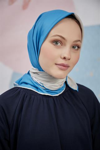 Twill Eşarp 2 Renkli Desen Taş-İndigo