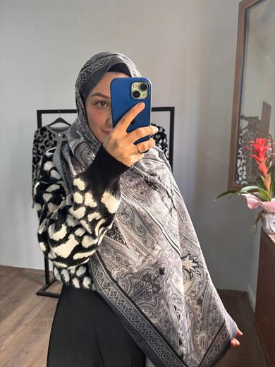 Dubai Desen Soft Şal Füme