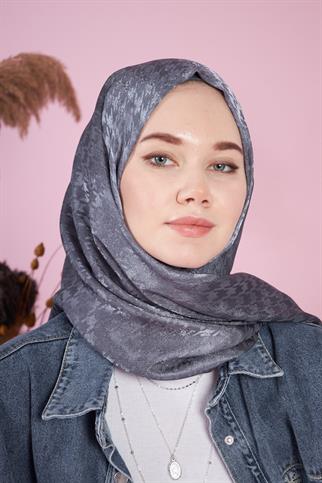 Parlak İtalyan Jakar Şal Kaz Ayağı Desen Füme