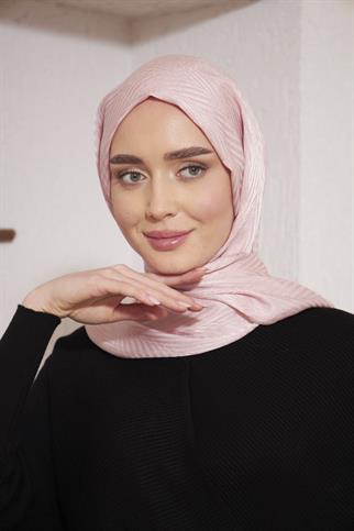 Parlak İtalyan Jakar Şal ZigZag Desen Gül Kurusu
